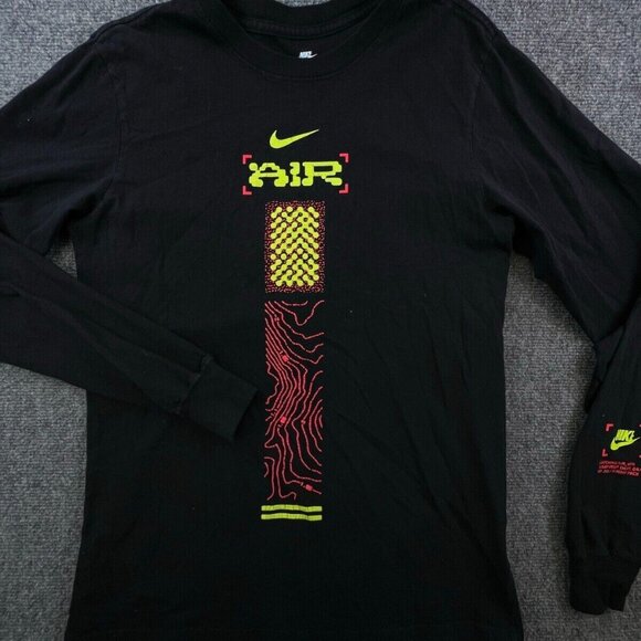 Nike Air Tee Black Long Sleeve Logos Pullover Mens Size Small 247365 - Picture 1 of 7